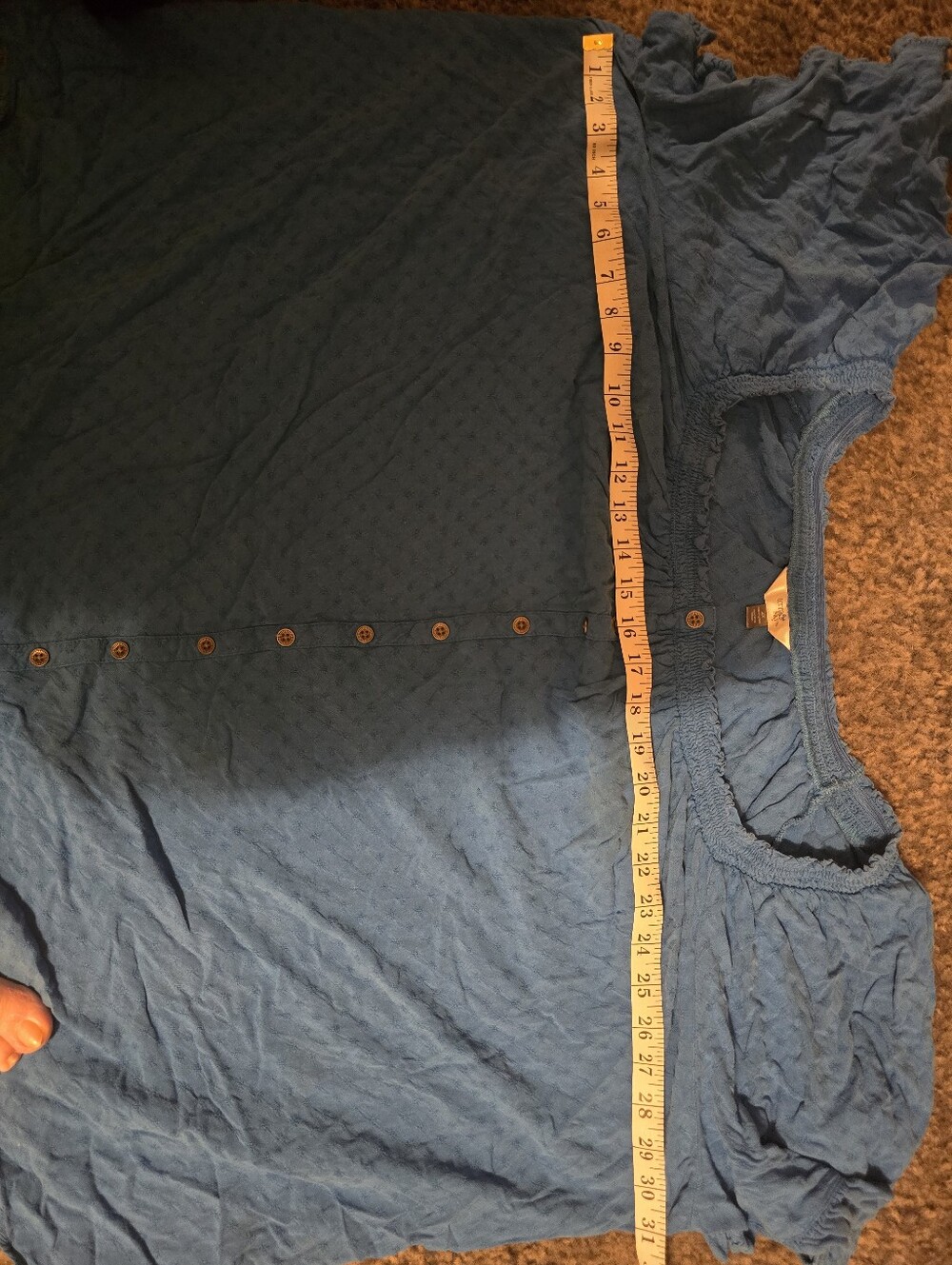 Terra & Sky Royal Blue Button-Front Peasant Blouse - Picture 6 of 6